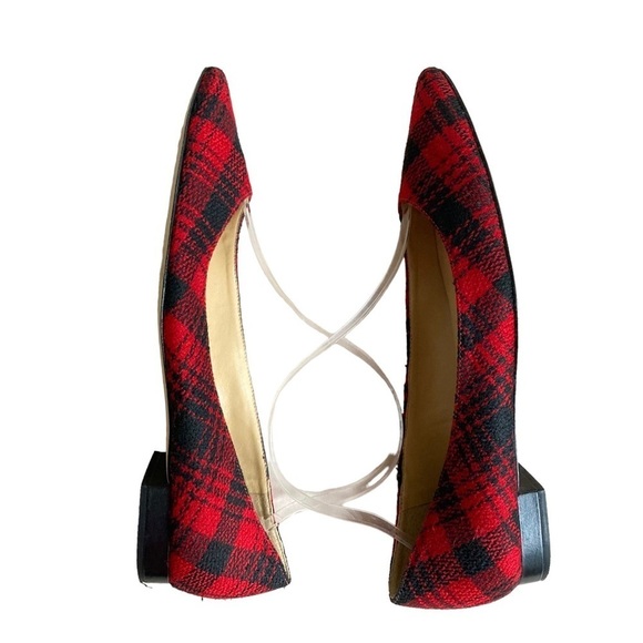 Talbots Red/Black Plaid Pointy Toed Ballet Flats - Picture 7 of 13